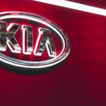closeup of kia logo