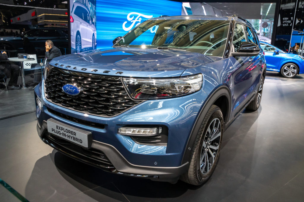 Ford Explorer on display in showroom