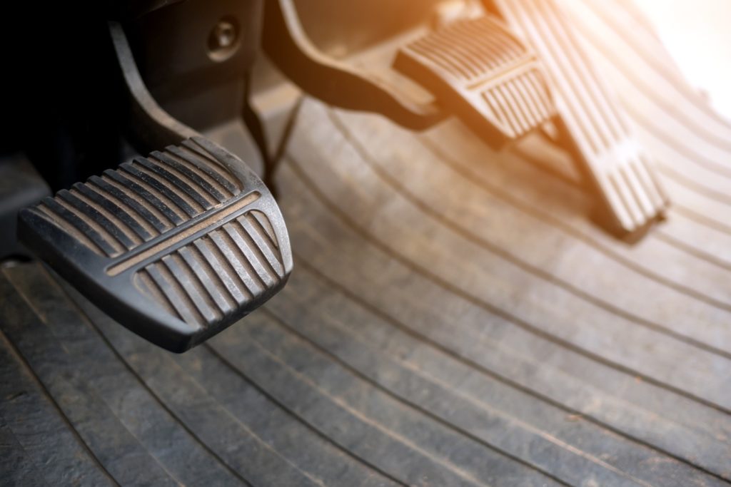 close up shot of a car's brake pedal