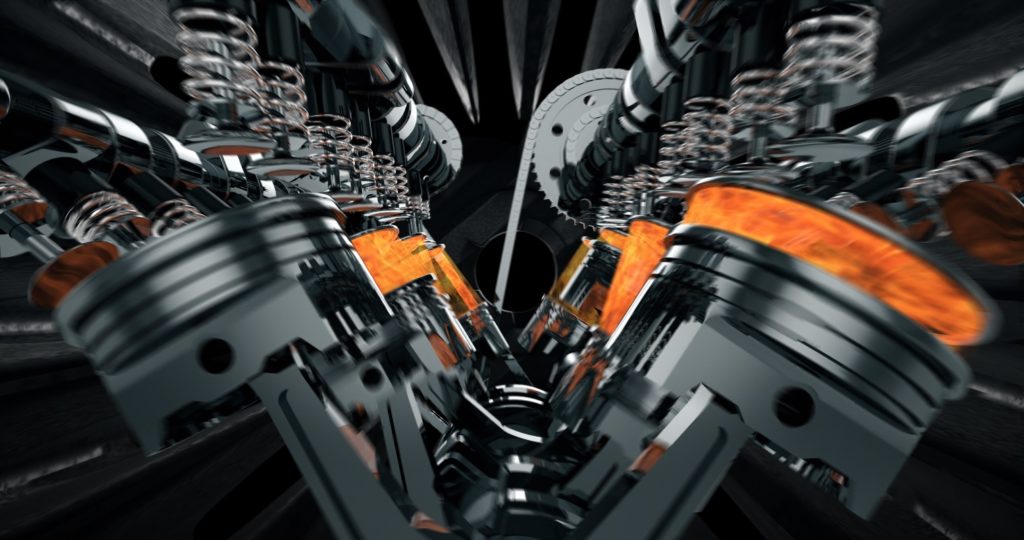 car combustion engine in action
