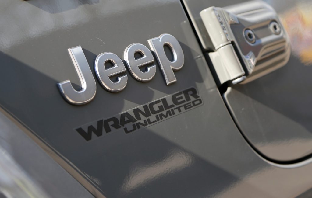 Closeup of Jeep Wrangler emblem
