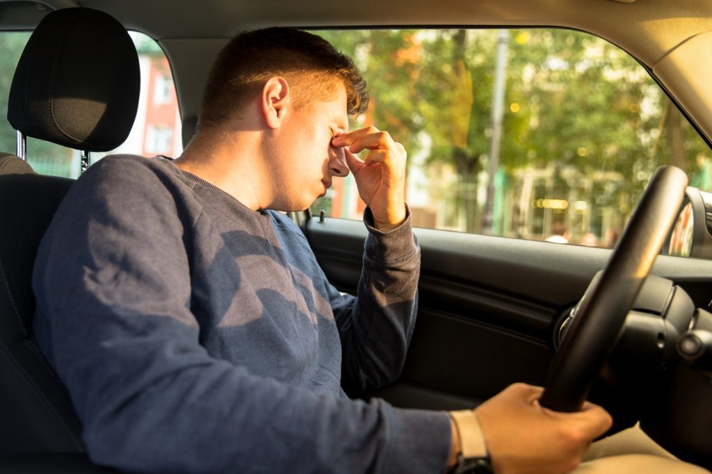 Driver falling asleep behind the wheel because of spring forward daylight savings