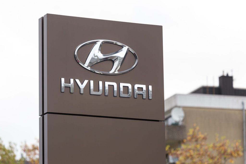 Hyundai logo on dealership building