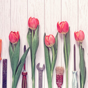 bouquet of flowers and tools scaled