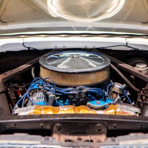 closeup of v8 engine