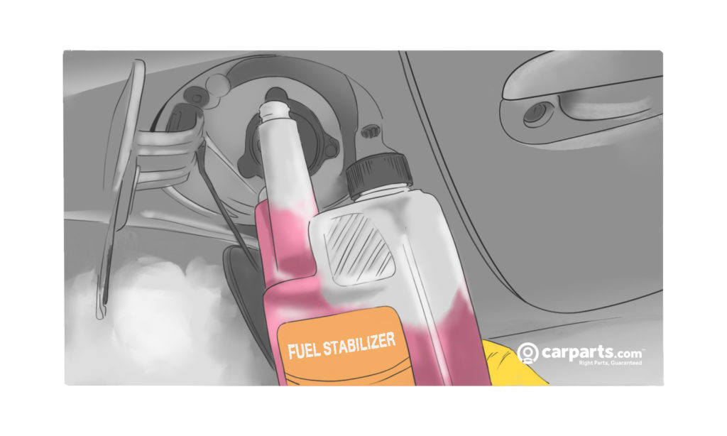 adding fuel stabilizer into gas tank before storing vehicle