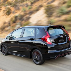 black 2020 honda fit on the road