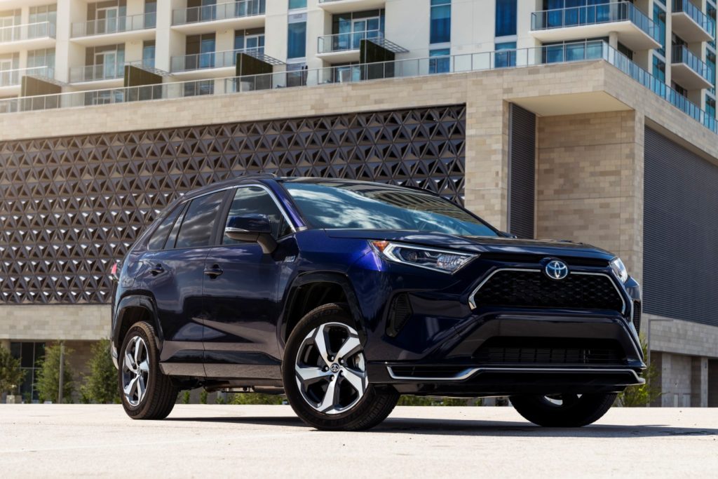 Black 2021 Toyota RAV4 Prime parked outside
