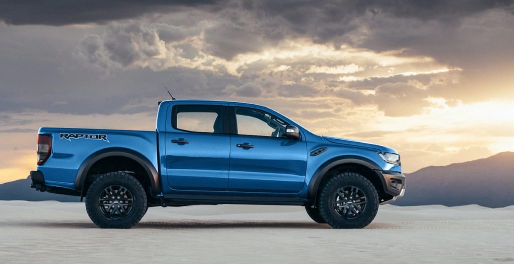 Ford Raptor Ranger against the sunrise