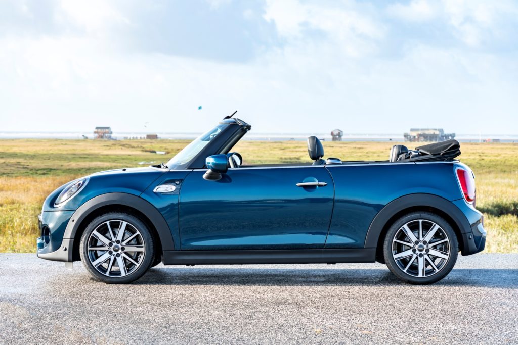 side shot of mini cooper convertible