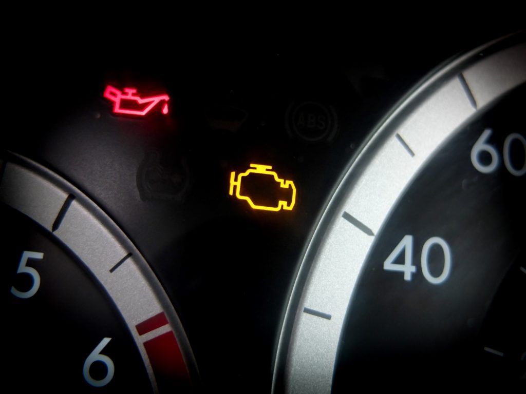 check engine and oil lights