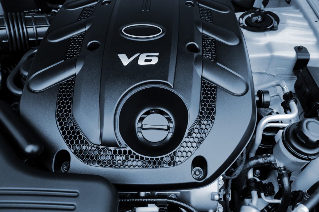 closeup of car v engine