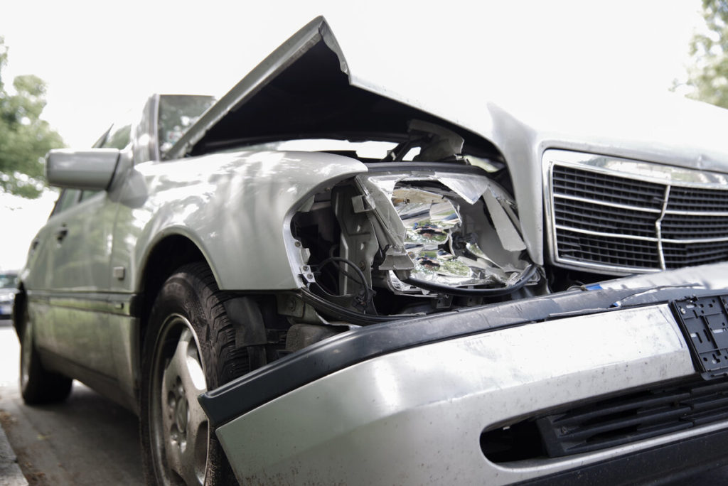 broken headlights from car accident