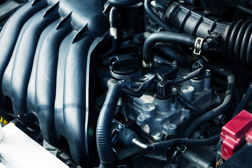 closeup of modern automobile engine
