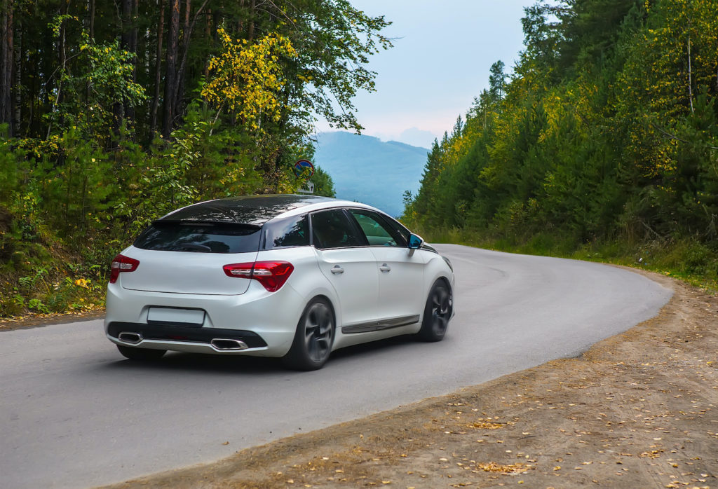 car travelling along a curved road