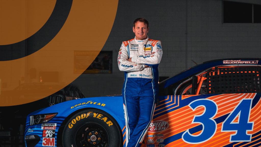 Michael McDowell and No. 34 CarParts.com Ford Mustang with Davico for Nov 1 race
