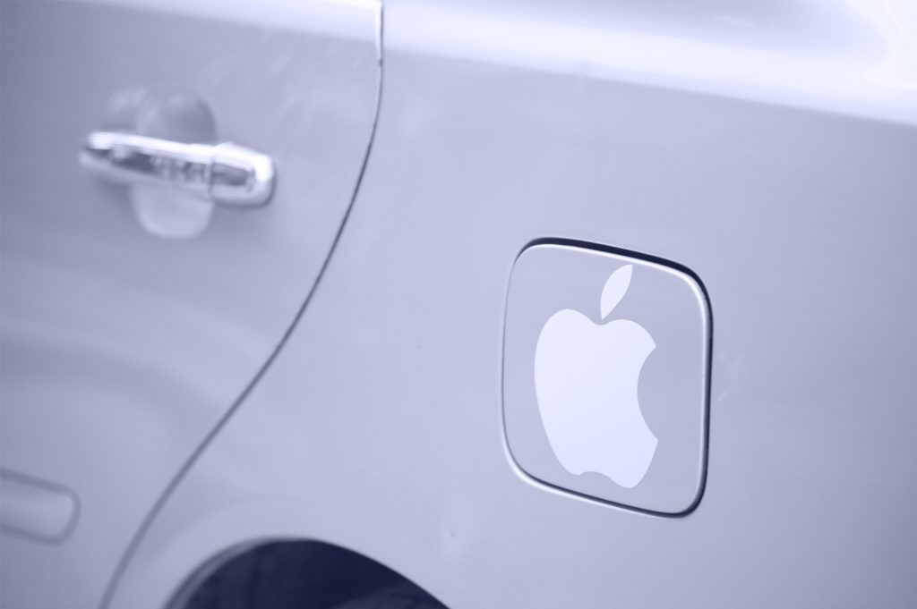 apple logo on car