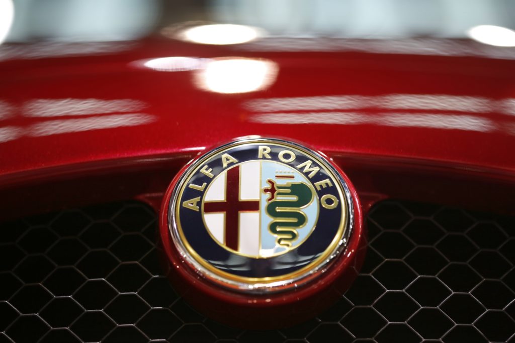 closeup of alfa romeo emblem