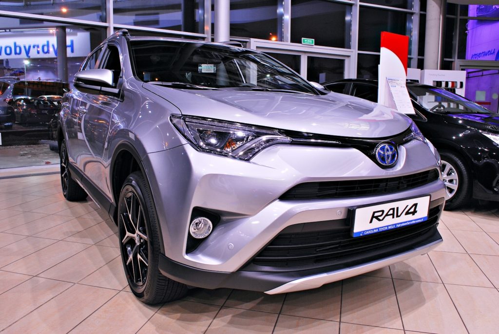 silver toyota rav4 on display