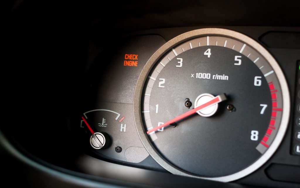 Check Engine Light lit up on a dashboard