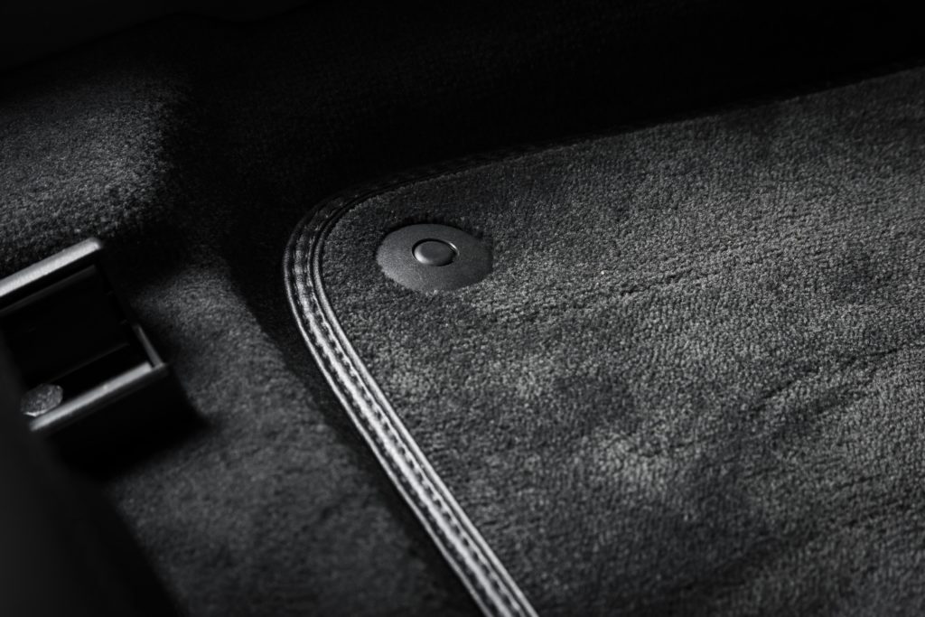 Close up view of car floor mat