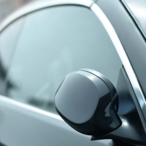 tinted window of a car