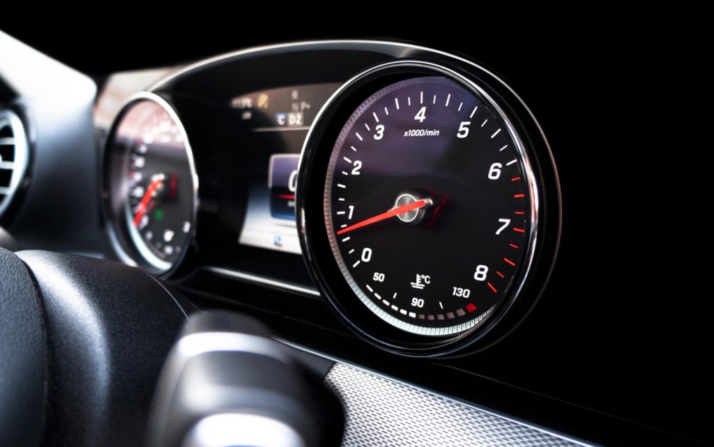 Dashboard with speedometer tachometer odometer