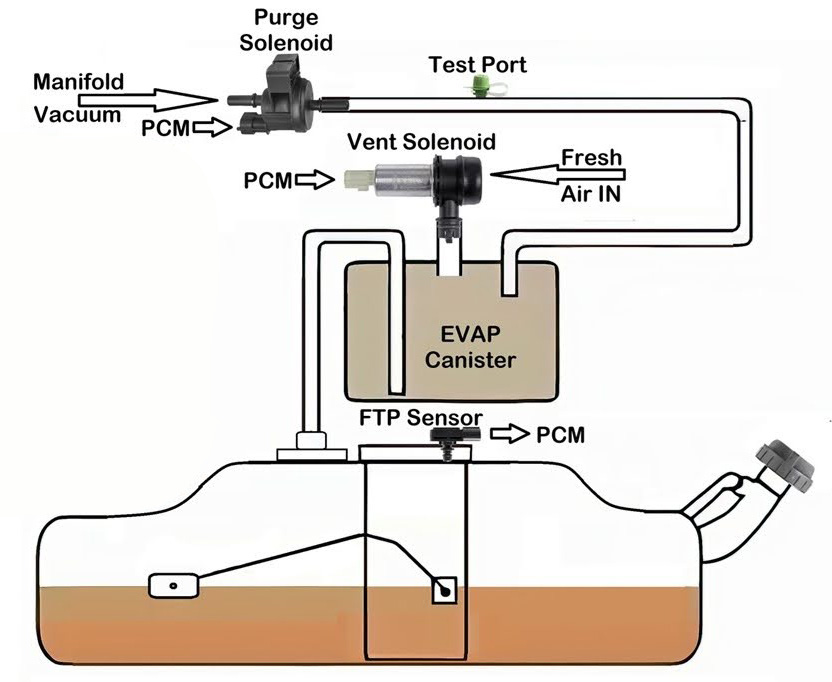 evap system diagram purge solenoid vent solenoid test port