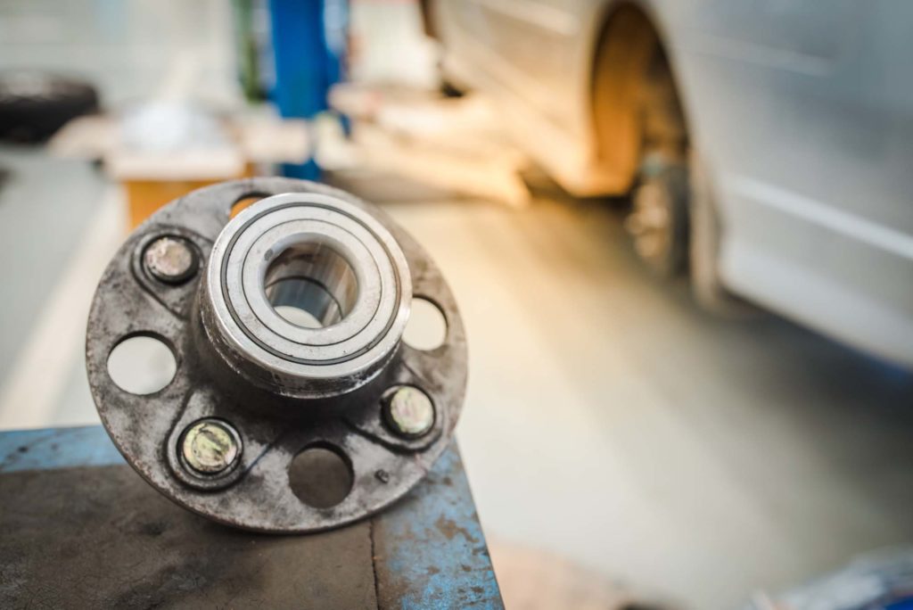 car wheel bearing and wheel hub on table