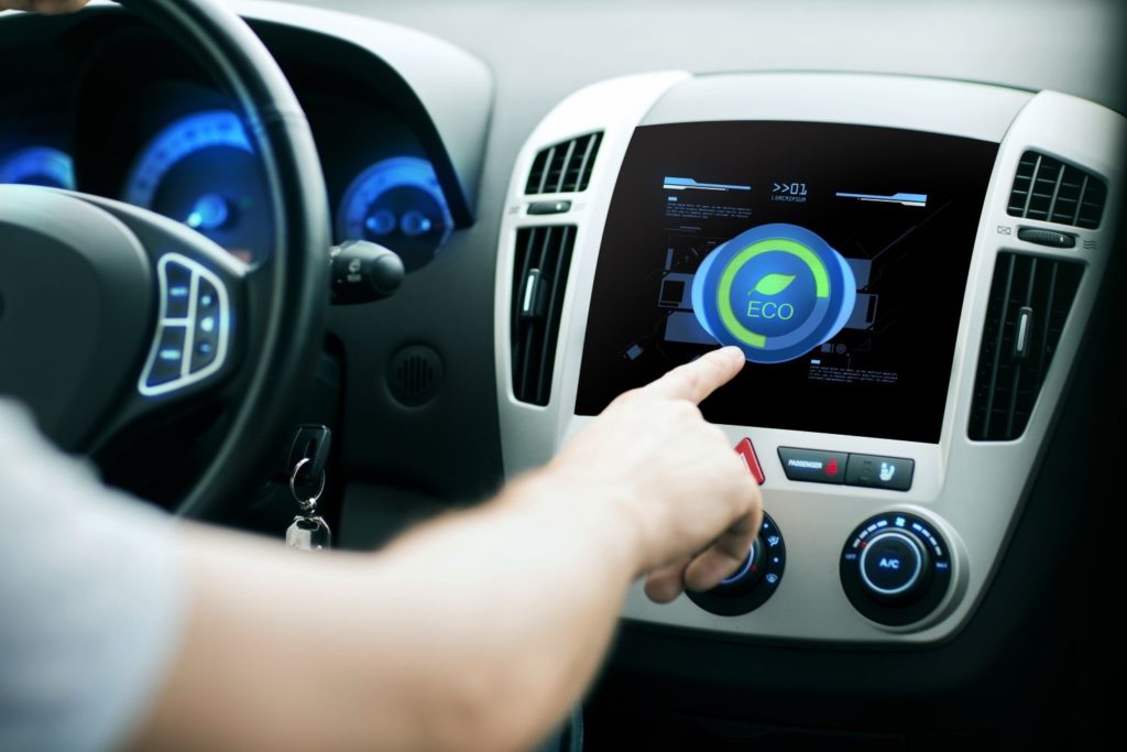 dashboard of a hybrid car