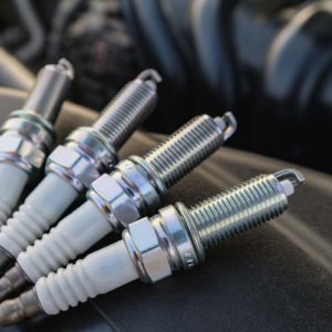 new car spark plugs displayed