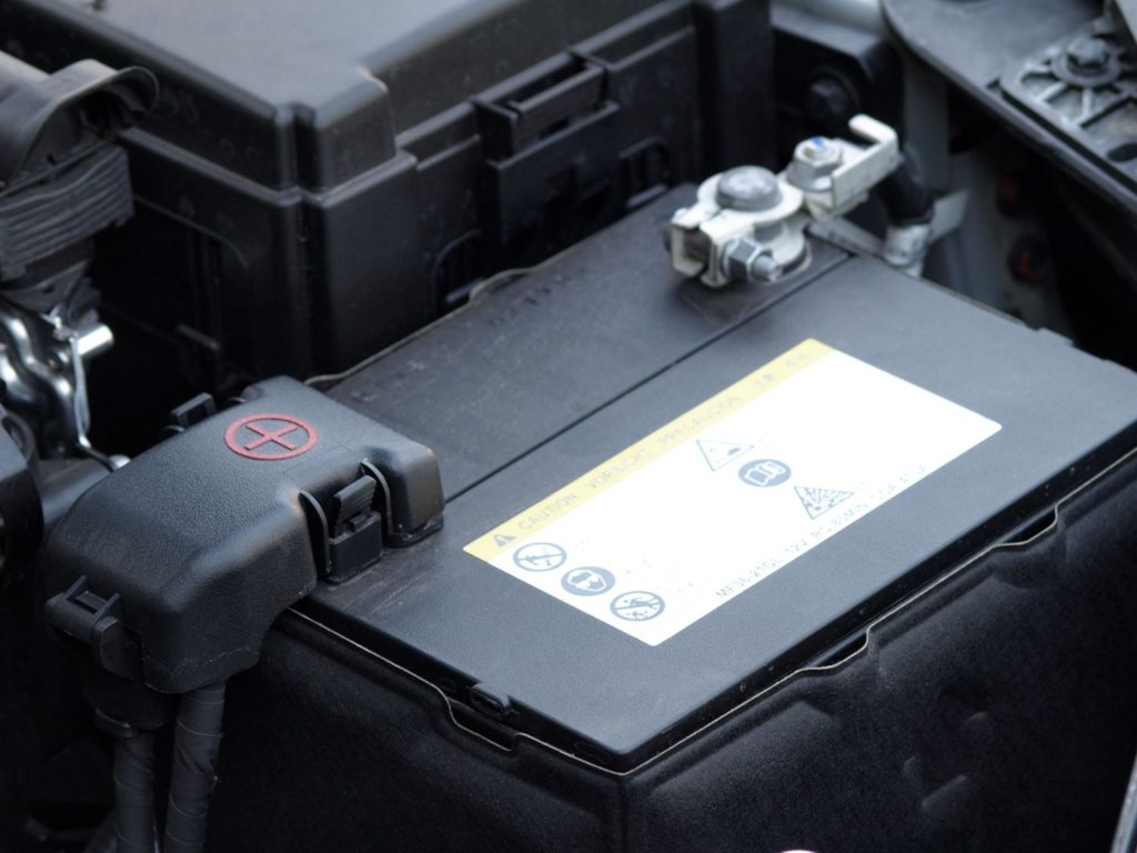 car battery in an engine