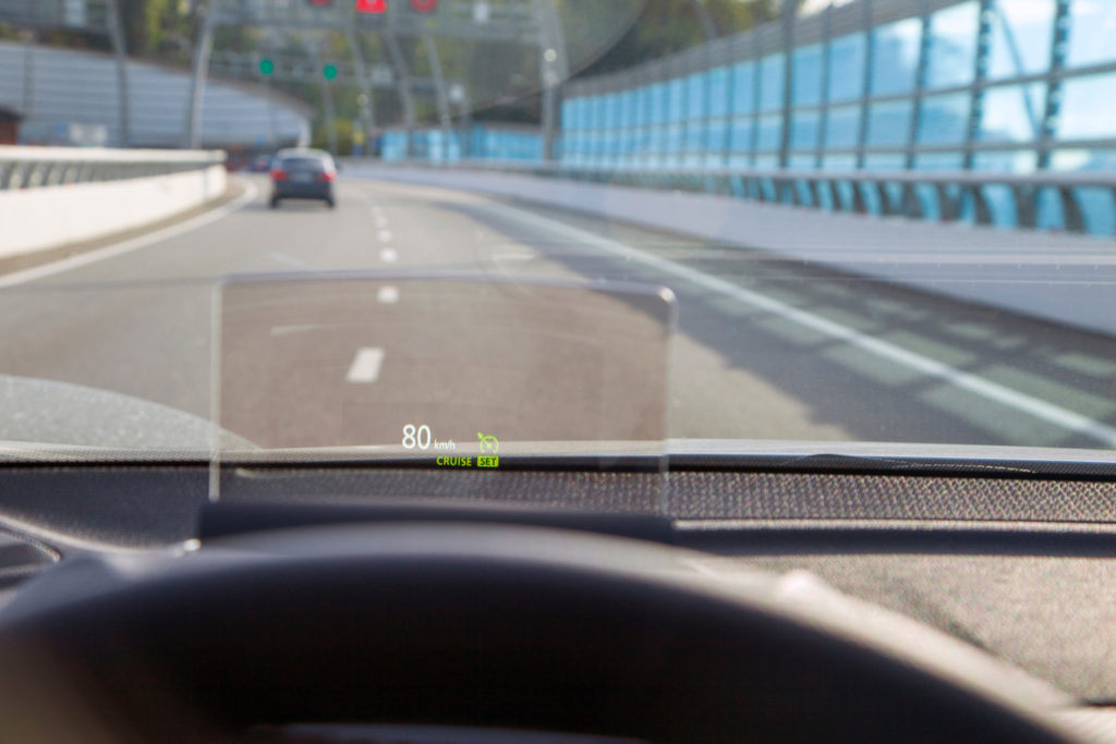 heads up display of a car