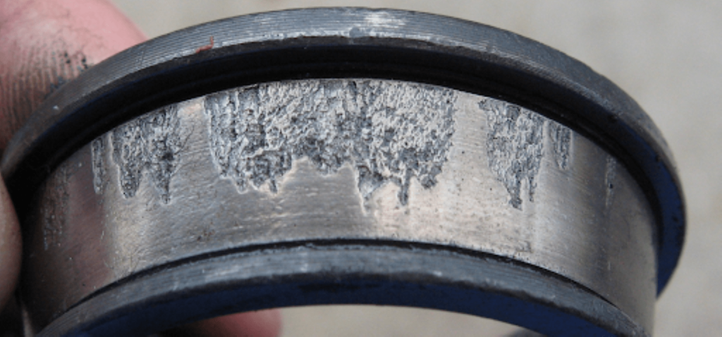 car wheel bearing flaking off