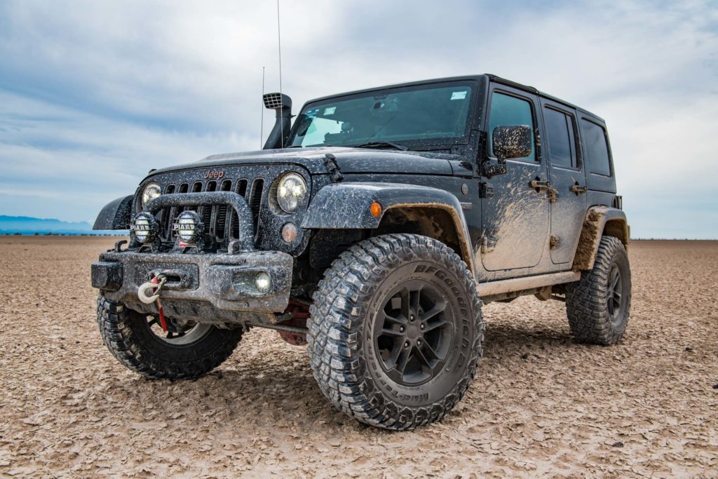 jeep in a desert landscape