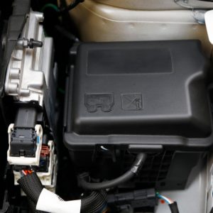 automotive engine control unit ecu with the black electric fuse box