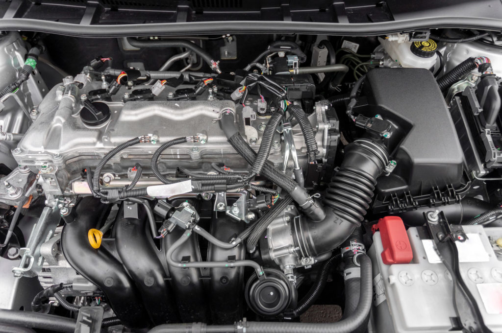 close look car engine motor block
