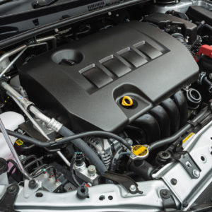 close up detail of new car engine