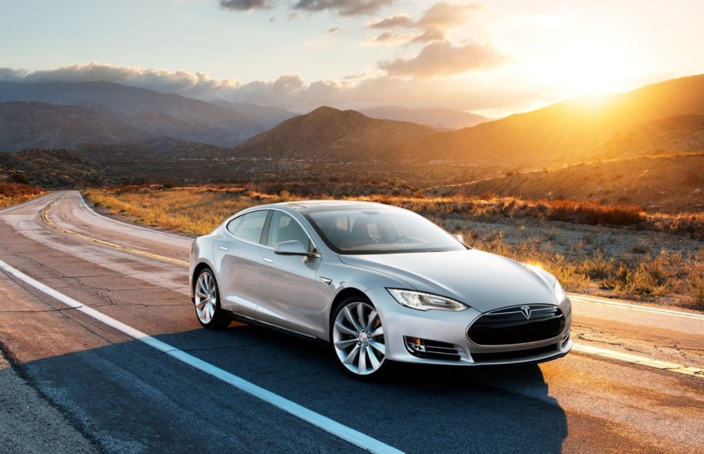 tesla model s on the road