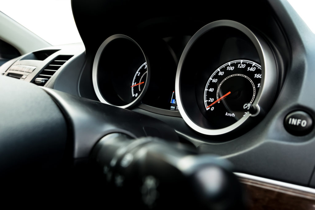 car instrument panel showing car status