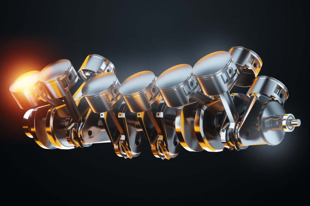 car v 12 pistons 3d render