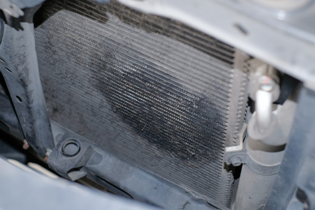 aircondition condenser on the vehicle leaked