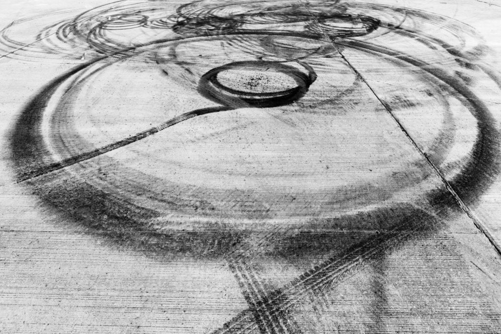 tire burnout skid marks