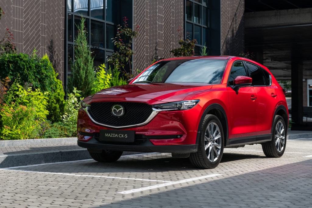 parked red mazda cx-5