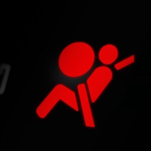 closeup of a car airbag warning light