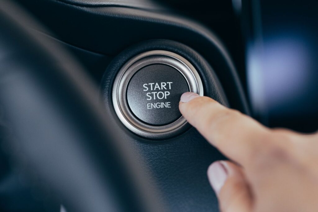 close up shot of an engine start button