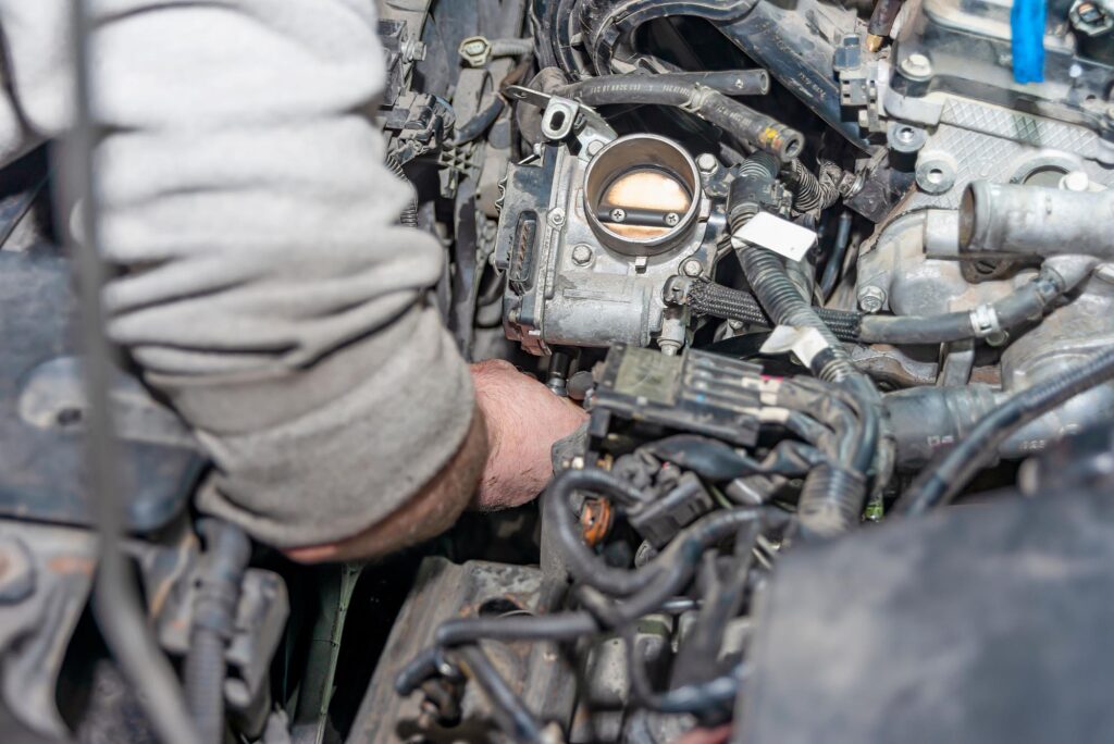 throttle body of a car engine inspection