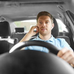 car driver hearing something from his car