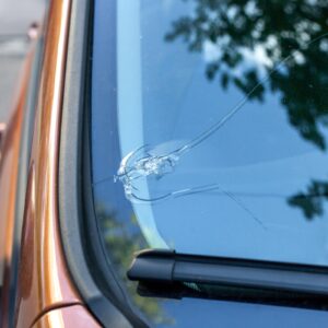 visible crack on car windshield