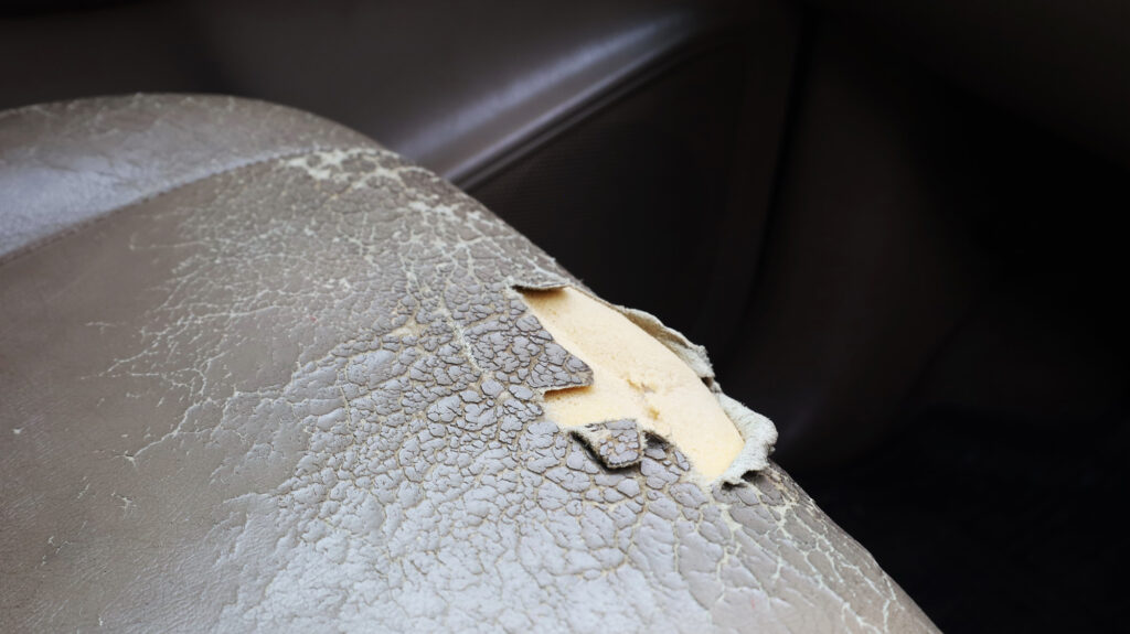 visible tear on car seat